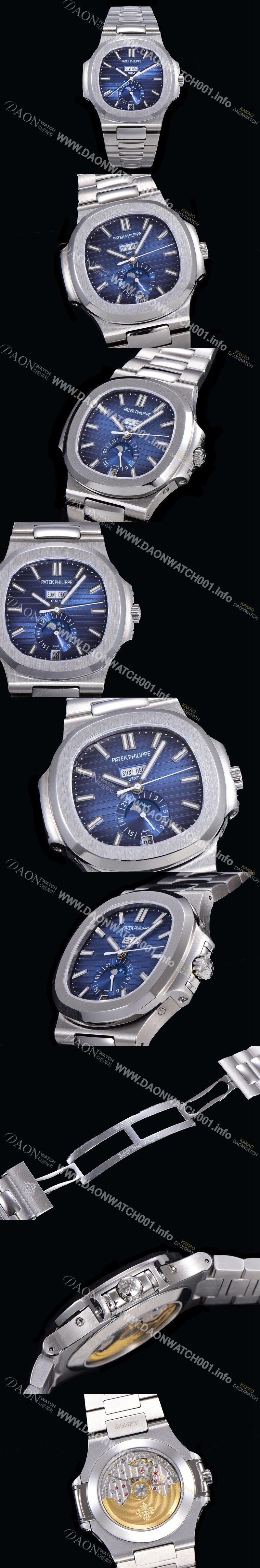 레플리카 [파텍필립] 남성용 노틸러스 5726/1A-014 오토매틱 Cal.324 타입 40미리 문페이즈 블루다이얼 PAT75154