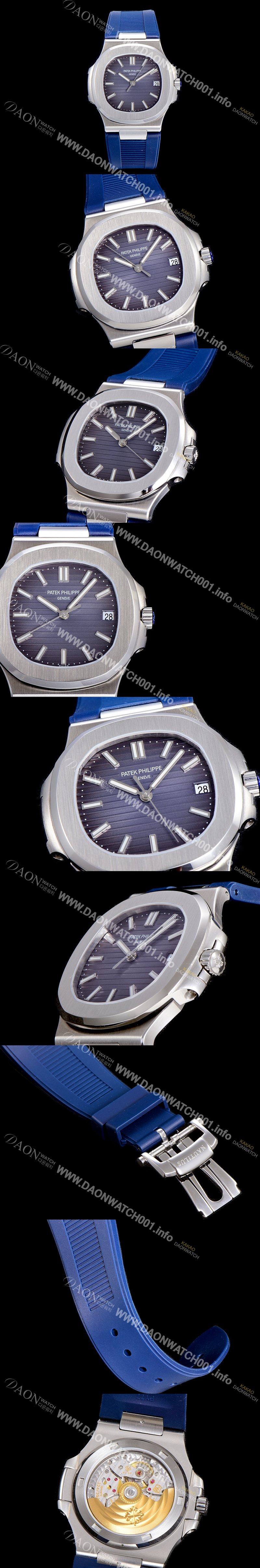 레플리카 [파텍필립]남성용 노틸러스 5711/1A-010 러버밴드 Cal.324 S C타입무브 오토매틱  40미리 블루그레이톤 다이얼 PAT74796