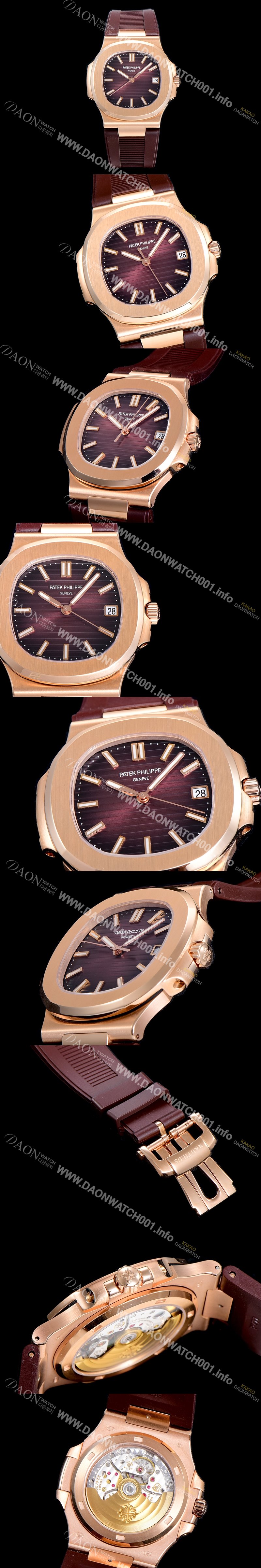 레플리카 [파텍필립]남성용 노틸러스 5711/1R-001 러버밴드 Cal.324 S C타입무브 오토매틱 18K 로즈골드 40미리 브라운 다이얼 PAT78455