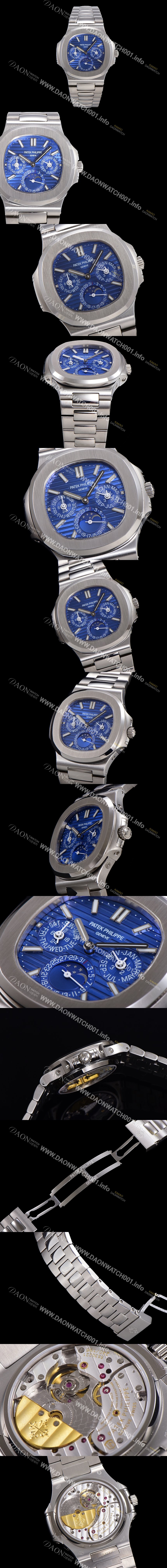 레플리카 [파텍필립] 남성용 Ref.5740 노틸러스 문페이즈 오토매틱 Cal.240 Q타입 40mm 메탈줄  블루다이얼 pat3512