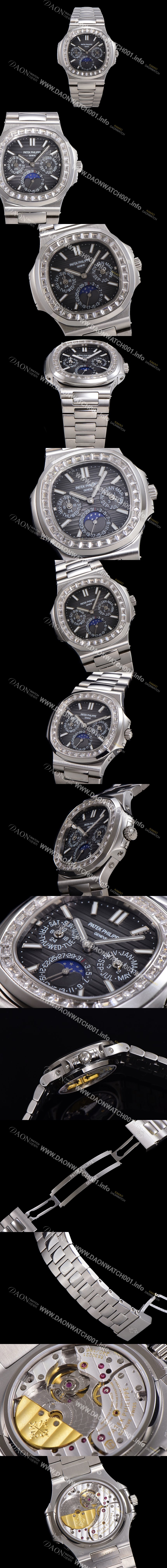 레플리카 [파텍필립] 남성용 Ref.5740 노틸러스 문페이즈 오토매틱 Cal.240 Q타입 40mm 다이아몬드/쥬얼 메탈줄  그레이다이얼 pat5912