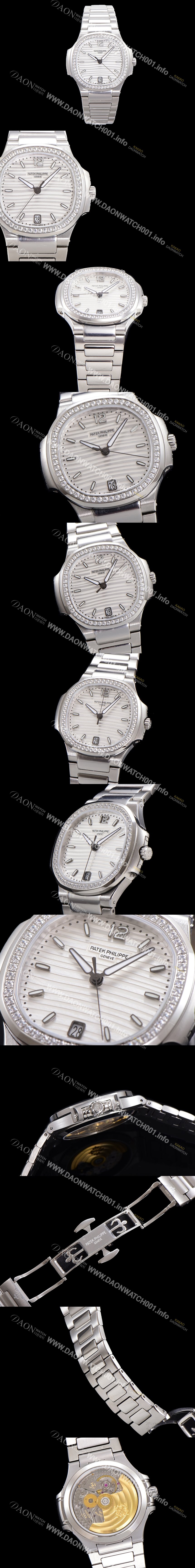 레플리카 [파텍필립] 여성용 노틸러스 7118/1200A-010 레이디스 오토매틱 Cal.324 S C타입 35.2mm 다이아셋팅 메탈줄 실버다이얼  pat0922