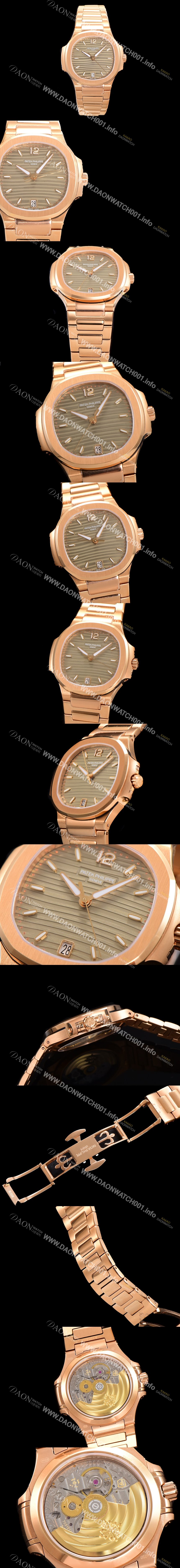 레플리카 [파텍필립] 여성용 노틸러스 7118 레이디스 오토매틱 Cal.324 S C타입 35.2mm 18K로즈골드 그레이다이얼 pat4642