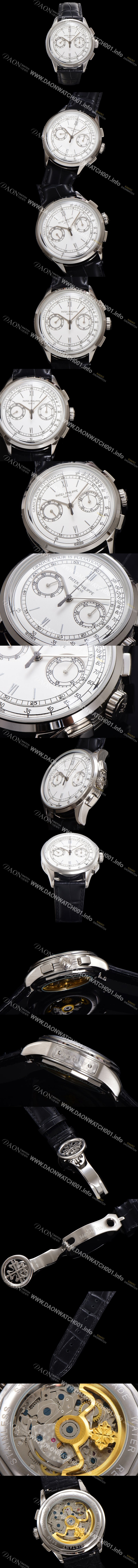 레플리카 [파텍필립] 남성용 컴플리케이션 5170G 크로노그래프 오토매틱 7750 타입 39mm 가죽줄 화이트 다이얼 pat2205