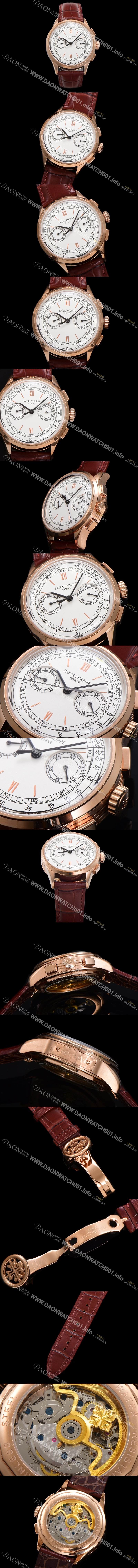 레플리카 [파텍필립] 남성용 컴플리케이션 5170G 크로노그래프 18k로즈골드 오토매틱 7750 타입 39mm 가죽줄 화이트 다이얼 pat2207