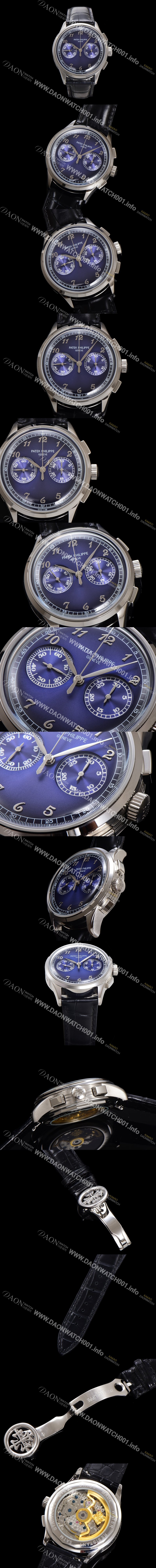 레플리카 [파텍필립] 남성용 컴플리케이션 5170G 크로노그래프 오토매틱 7750 타입 39mm 가죽줄 블루 다이얼 pat2210