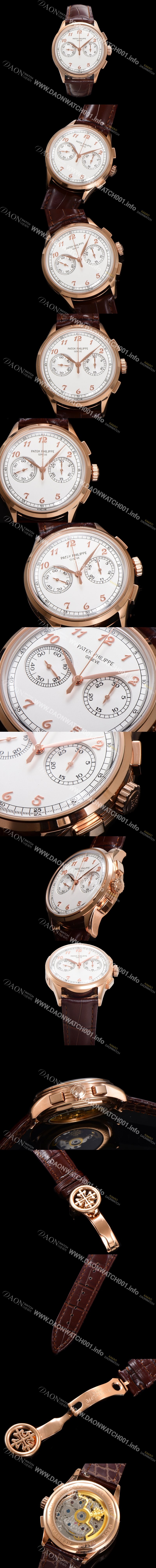 레플리카 [파텍필립] 남성용 컴플리케이션 5170G 크로노그래프 18k로즈골드 오토매틱 7750 타입 39mm 가죽줄 화이트 다이얼 pat2212