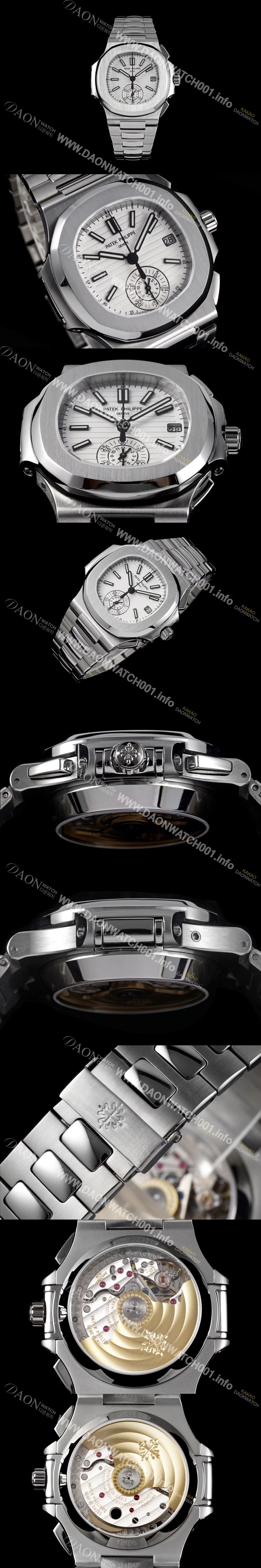 레플리카 [파텍필립] 남성용 노틸러스 5980/1A-019 오토매틱 Cal.CH 28-520 C 타입 40.5mm 메탈줄 화이트 다이얼 pat2224