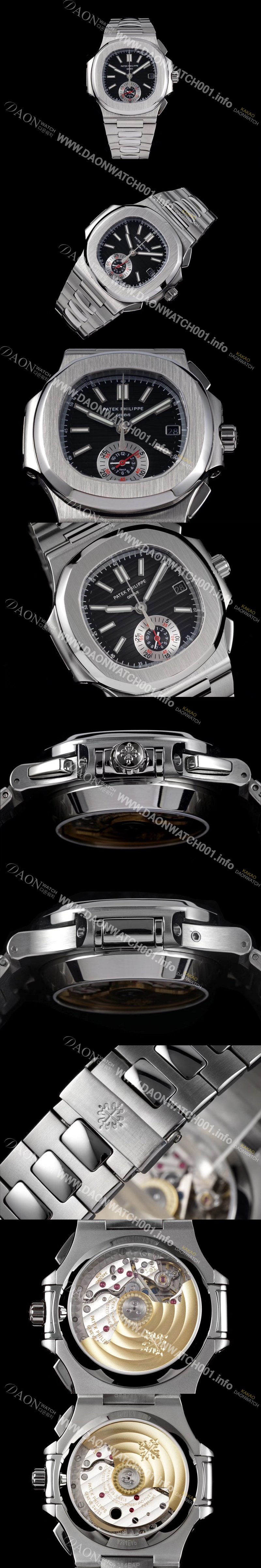 레플리카 [파텍필립] 남성용 노틸러스 5980/1A-014 오토매틱 Cal.CH 28-520 C 타입 40.5mm 메탈줄 블랙 다이얼 pat2225