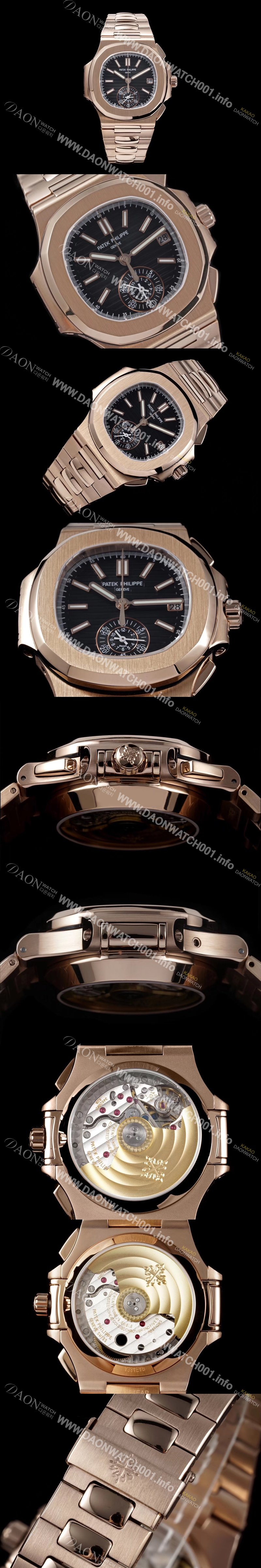 레플리카 [파텍필립] 남성용 노틸러스 5980/1R-001 18k 로즈골드 오토매틱 Cal.CH 28-520 C 타입 40.5mm 메탈줄 블랙 다이얼 pat2229