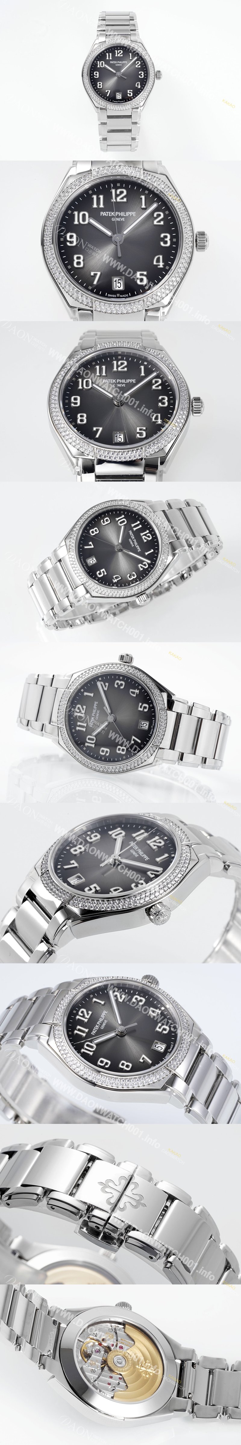 레플리카 [파텍필립] 여성용 트웬티-포 티파니 7300/1200A-010 다이아몬드 36mm 오토매틱 Cal.324 타입 그레이 다이얼 pat2232