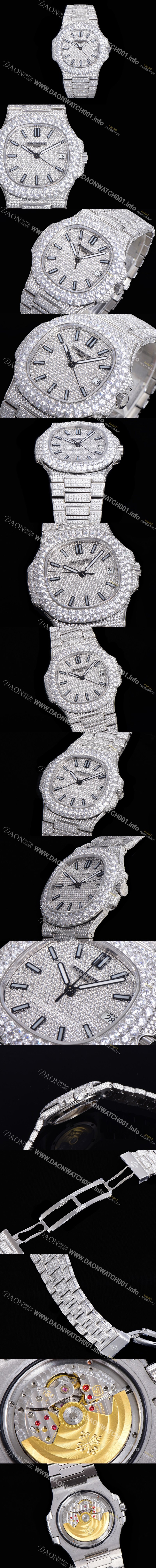 레플리카 [파텍필립] 남성용 노틸러스 7021/1G-001 보석/큐빅 셋팅 오토매틱 Cal.324 S C 타입 40미리 메탈 보석다이얼 PAT72547