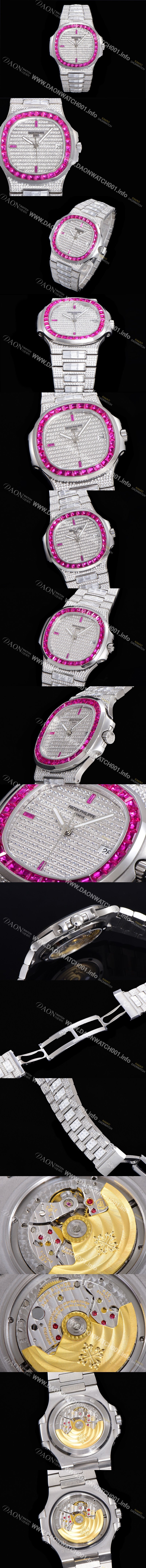 레플리카 [파텍필립] 남성용 노틸러스 5719/10G-010 보석/큐빅 셋팅 오토매틱 Cal.324 S C 타입 40미리 메탈 보석다이얼 PAT74093