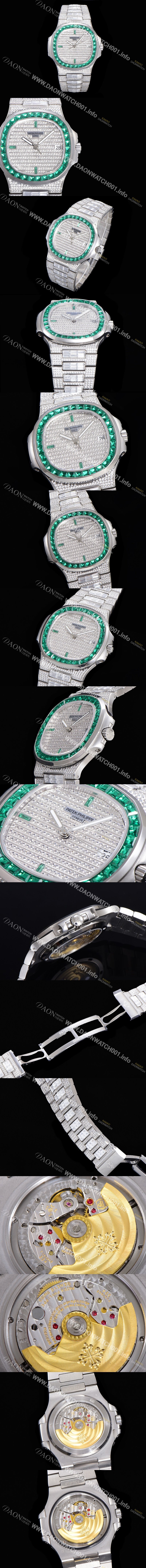 레플리카 [파텍필립] 남성용 노틸러스 5719/10G-010 보석/큐빅 셋팅 오토매틱 Cal.324 S C 타입 40미리 메탈 보석다이얼 PAT74096