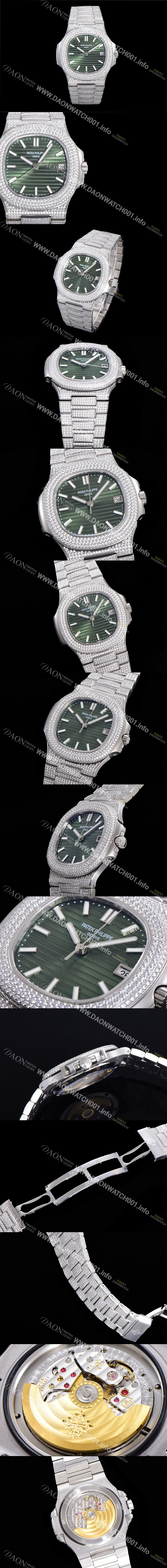 레플리카 [파텍필립] 남성용 노틸러스 5711/1R-010 보석/큐빅 셋팅 오토매틱 Cal.324 S C 타입 40미리 그린다이얼 PAT75704
