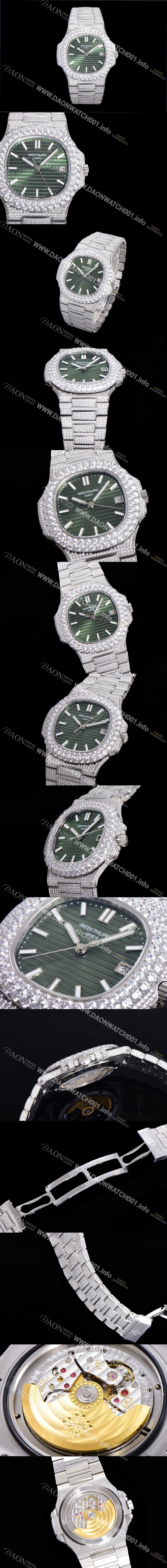 레플리카 [파텍필립] 남성용 노틸러스 5711/1R-010 보석/큐빅 셋팅 오토매틱 Cal.324 S C 타입 40미리 그린다이얼 PAT75716