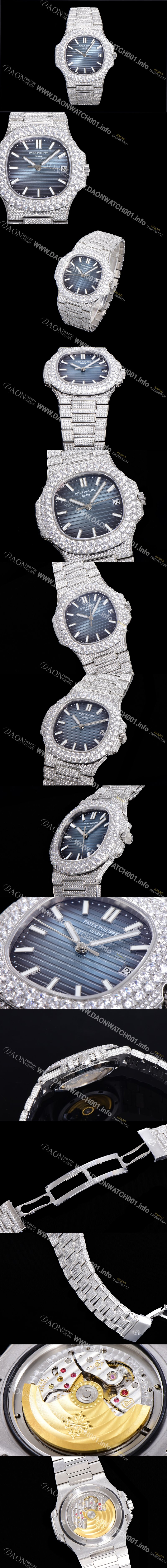 레플리카 [파텍필립] 남성용 노틸러스 5711/1R-010 보석/큐빅 셋팅 오토매틱 Cal.324 S C 타입 40미리 블루다이얼 PAT75717