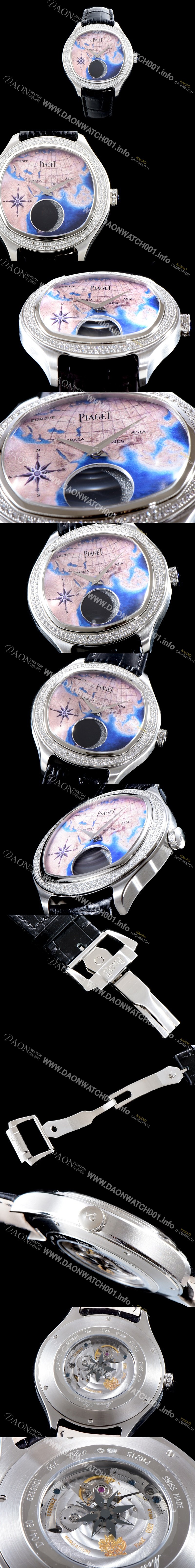 레플리카 [피아제] 남성용 블랙-타이 BLACK -TIE G0A38569 퀸터센셜리 엠퍼라도 XL 최상급 쥬얼 다이아몬드 베젤 문페이즈 픽첼 다이얼 오토매틱 무브먼트 PIA4254