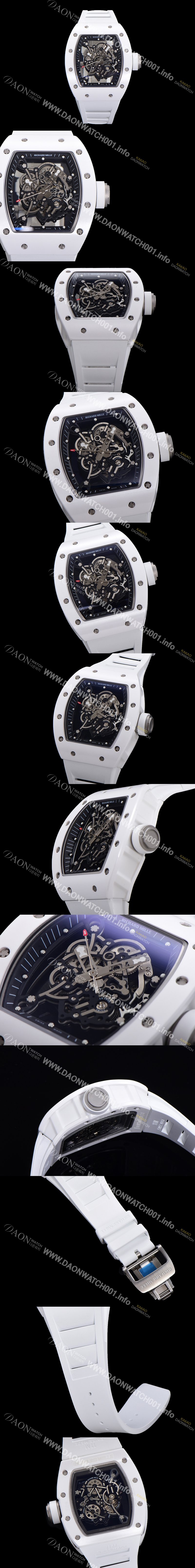 레플리카 [리차드밀레] 남성용 RM055 세라믹 제질 수동형 무브먼트 50미리 러버밴드 스켈레톤 다이얼 RIC00117