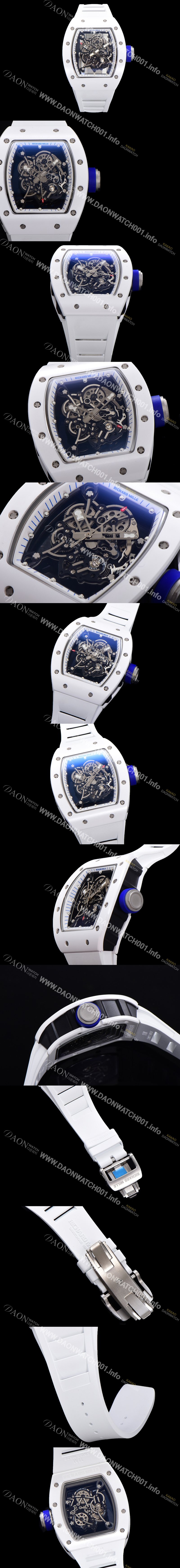 레플리카 [리차드밀레] 남성용 RM055 세라믹 제질 수동형 무브먼트 50미리 러버밴드 스켈레톤 다이얼 RIC01039