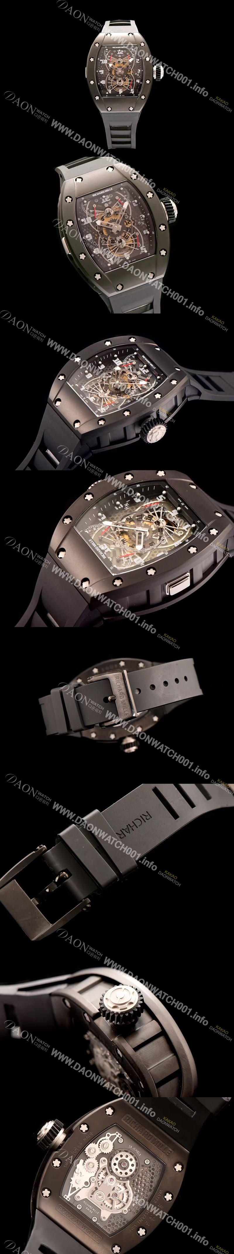 레플리카 [리차드밀레] 남성용 RM022 블랙 PVD코딩 스켈레톤 다이얼 블랙 러버 스트랩 오토매틱 무브먼트 RIC0400