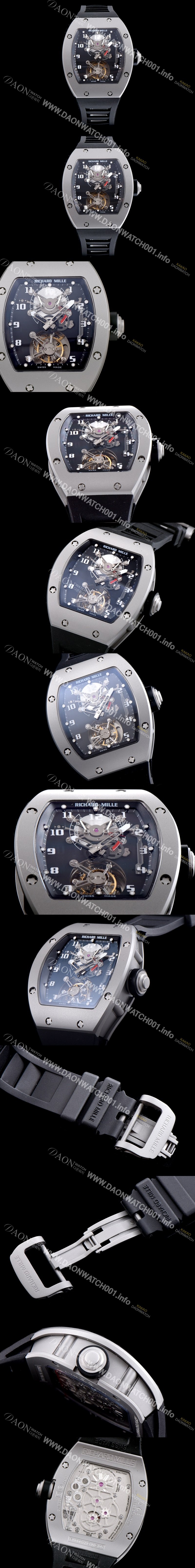 레플리카 [리차드밀레] 남성용 RM001 새틴 폴리쉬드 스켈레톤 다이얼 아시안 투어빌론 탑재 무브먼트 RIC0420