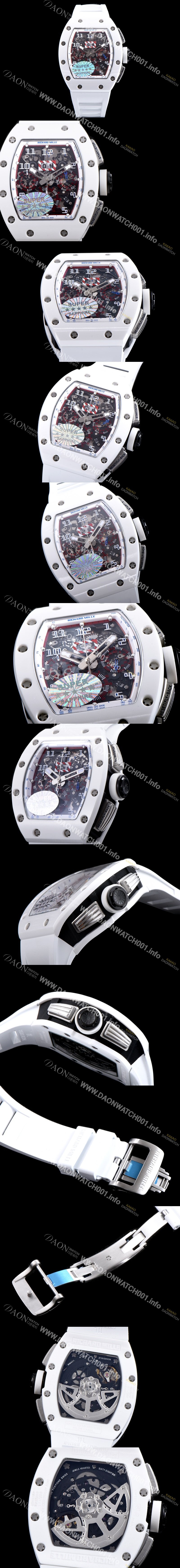 레플리카 [리차드밀레] 남성용 RM011 화이트 세라믹 케이스 크로노그래프 스켈레톤 다이얼 신형 ETA 7750B-2 오토매틱 무브먼트 RIC0414