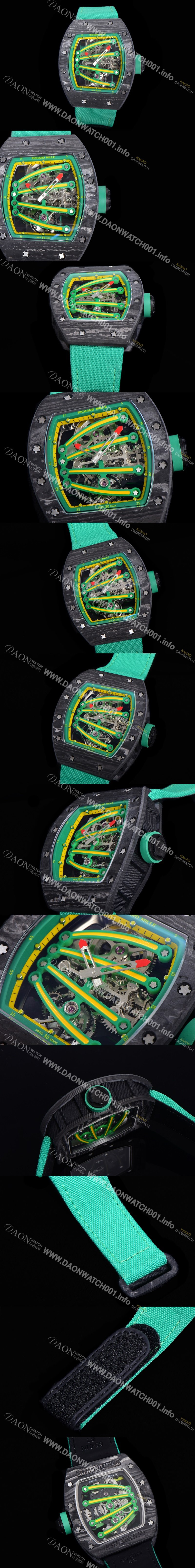 레플리카 [리차드밀레] 남성용 리차드밀 RM59-01 요한블랙 투어빌론 카본재질 51mm 스켈레톤 다이얼 오토매틱 무브먼트 RIC01421