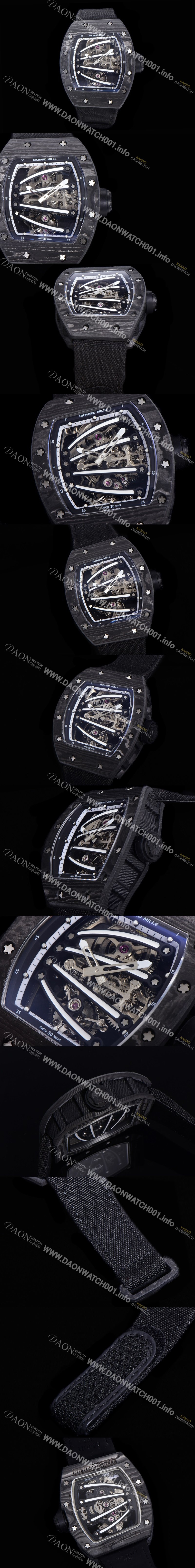 레플리카 [리차드밀레] 남성용 리차드밀 RM59-01 요한블랙 투어빌론 카본재질 51mm 스켈레톤 다이얼 오토매틱 무브먼트 RIC01430