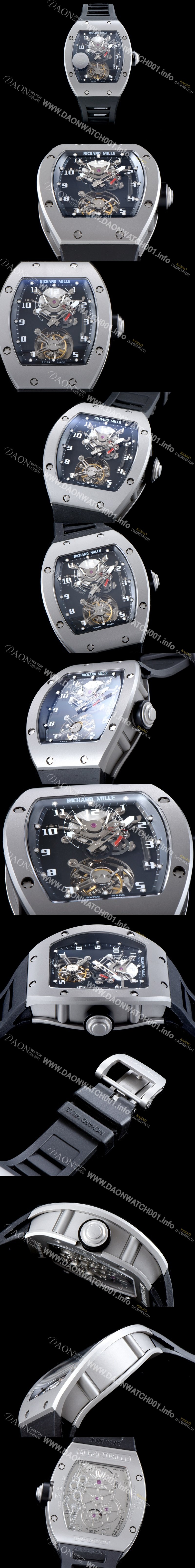 레플리카 [리차드밀레] 남성용 최초의 모델 RM001 투르비용 컬렉션UP!! 새틴 폴리쉬드 블랙&스켈레톤 다이얼 아시안 투어빌론 탑재 무브먼트 RIC0402