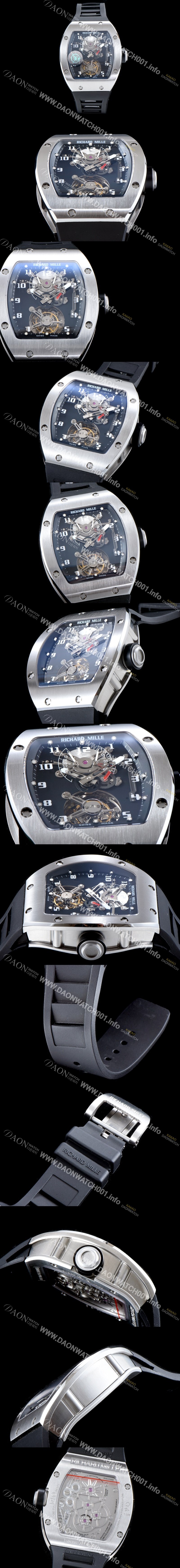 레플리카 [리차드밀레] 남성용 최초의 모델 RM001 투르비용 컬렉션UP!! 새틴 폴리쉬드 블랙&스켈레톤 다이얼 아시안 투어빌론 탑재 무브먼트 RIC0401