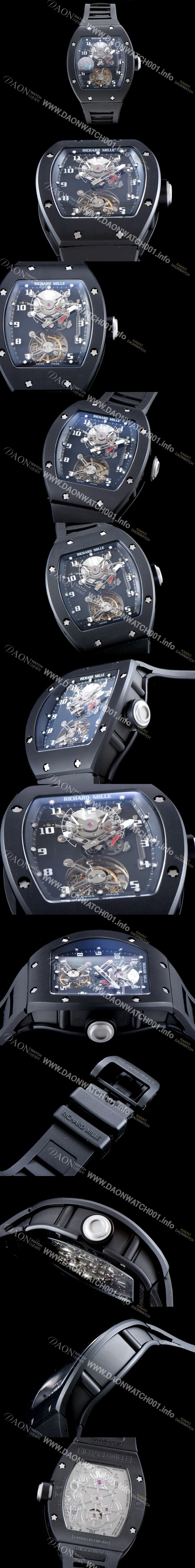레플리카 [리차드밀레] 남성용 최초의 모델 RM001 투르비용 컬렉션UP!! 블랙 PVD 코팅 블랙&스켈레톤 다이얼 아시안 투어빌론 탑재 무브먼트 ric0277