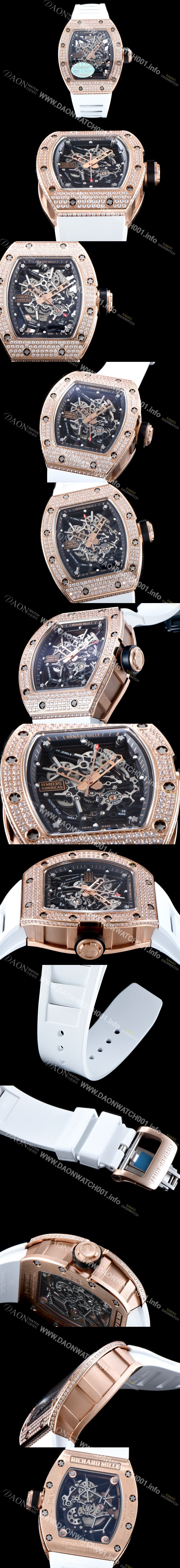 레플리카 [리차드밀레] 남성용 리차드밀 RM035 아메리카즈!! 1:1 수공 맞물림 형식의 쥬얼세팅 고급스러운 18K 로즈골드 스켈레톤 다이얼 오토매틱 무브먼트 RIC0450