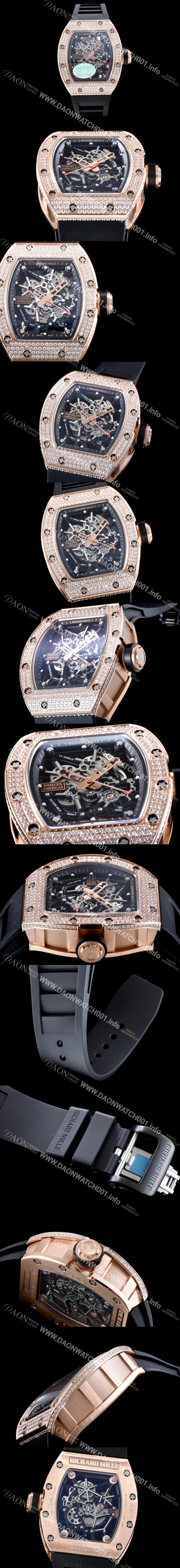 레플리카 [리차드밀레] 남성용 리차드밀 RM035 아메리카즈!! 1:1 수공 맞물림 형식의 쥬얼세팅 고급스러운 18K 로즈골드 스켈레톤 다이얼 오토매틱 무브먼트 RIC0454