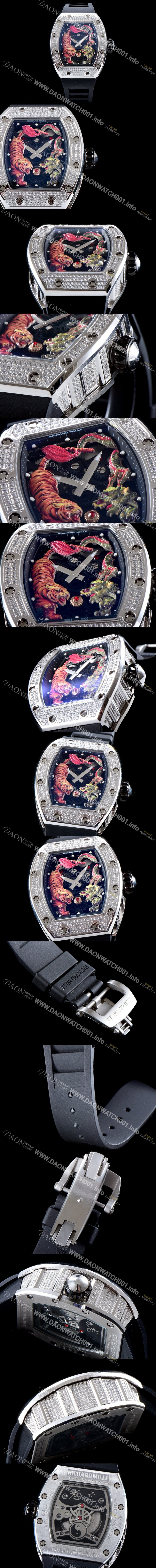 레플리카 [리차드밀레] 남성용 리차드밀 RM51-01 타이거&드래곤 미쉘 요 워치!! 수공 맞물림 형식의 쥬얼세팅 스켈레톤 다이얼 오토매틱 무브먼트 RIC0411