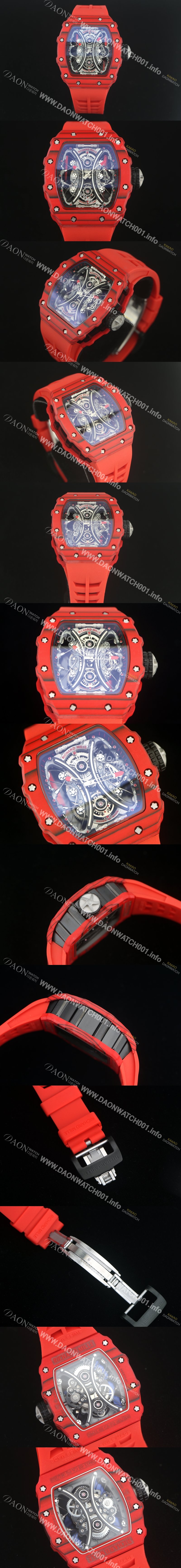 레플리카 [리차드밀레] 남성용 뚜르비용 RM53-01 파블로 맥도너우 레드 카본 TPT 스켈레톤 다이얼 오토매틱 무브먼트 RIC0401