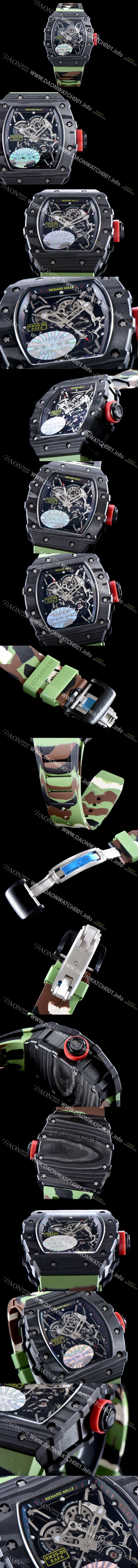 레플리카 [리차드밀레] 남성용 라파엘 나달 RM35-01 100% 포지드 카본 케이스 스켈레톤 다이얼 오토매틱 무브먼트 RIC0400