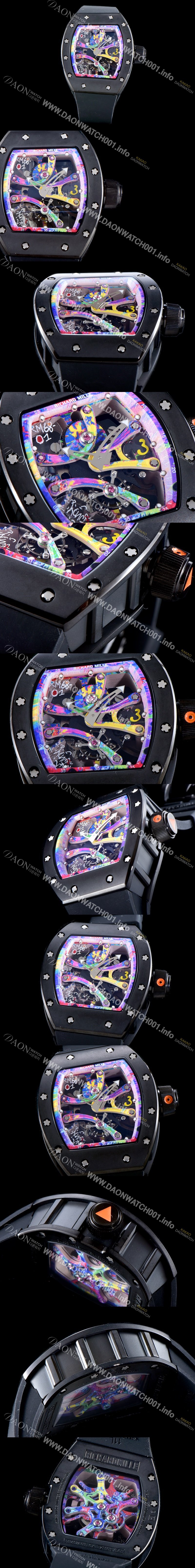 레플리카 [리차드밀레] 남성용 리차드밀 RM68-01 콩고 스페셜 에디션 그래피티 스켈레톤 다이얼 오토매틱 무브먼트 RIC0242