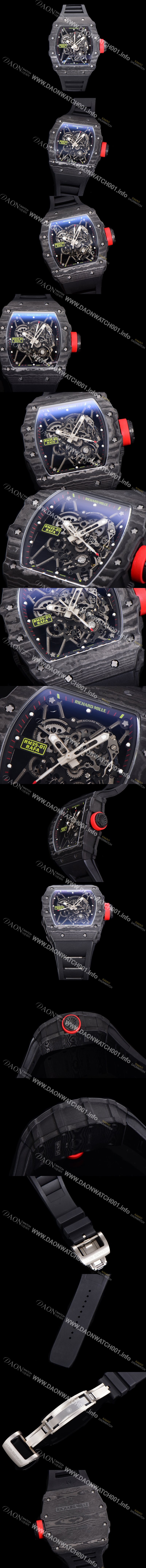 레플리카 [리차드밀러] 남성용 RM035-01 라파 수동/기계식 무브먼트 50mm 카본 우레탄줄 스캘래톤 다이얼 ric0235