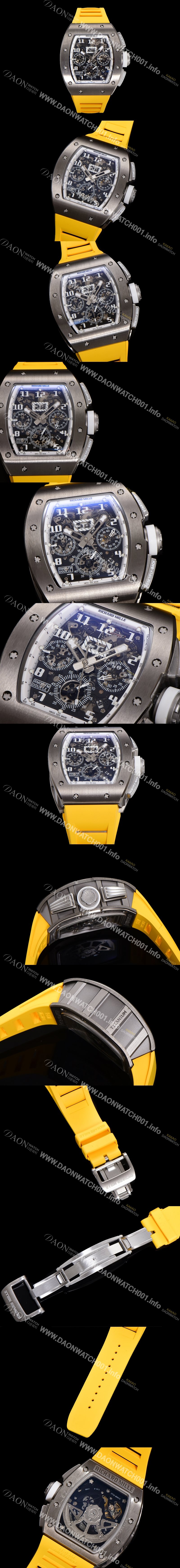 레플리카 [리차드밀레] 남성용 RM11-FM 티타늄 케이스/스텐레스 스틸 베젤 크로노그래프 50mm 오토매틱 무브먼트 스켈레톤 다이얼 ric0248