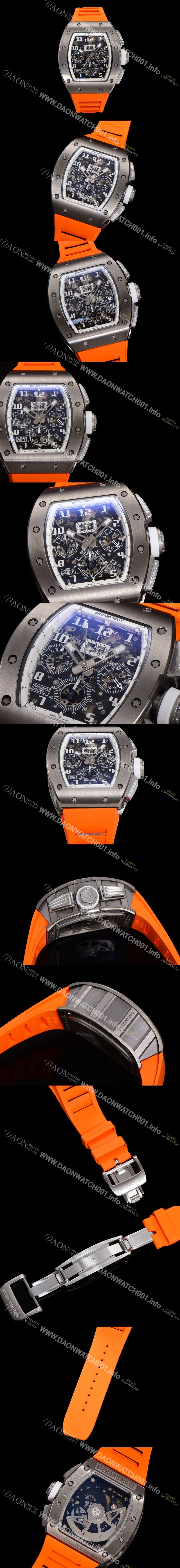 레플리카 [리차드밀레] 남성용 RM11-FM 티타늄 케이스/스텐레스 스틸 베젤 크로노그래프 50mm 오토매틱 무브먼트 스켈레톤 다이얼 ric0249