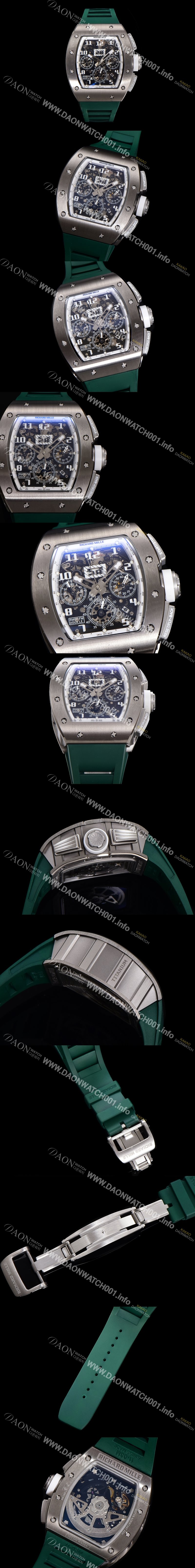 레플리카 [리차드밀레] 남성용 RM11-FM 티타늄 케이스/스텐레스 스틸 베젤 크로노그래프 50mm 오토매틱 무브먼트 스켈레톤 다이얼 ric0251