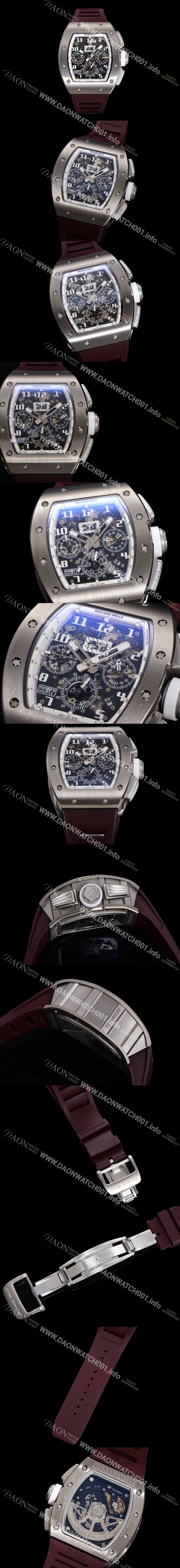 레플리카 [리차드밀레] 남성용 RM11-FM 티타늄 케이스/스텐레스 스틸 베젤 크로노그래프 50mm 오토매틱 무브먼트 스켈레톤 다이얼 ric0253