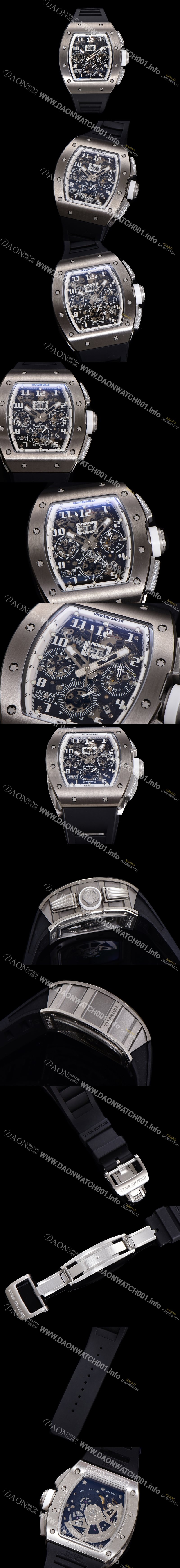 레플리카 [리차드밀레] 남성용 RM11-FM 티타늄 케이스/스텐레스 스틸 베젤 크로노그래프 50mm 오토매틱 무브먼트 스켈레톤 다이얼 ric0254