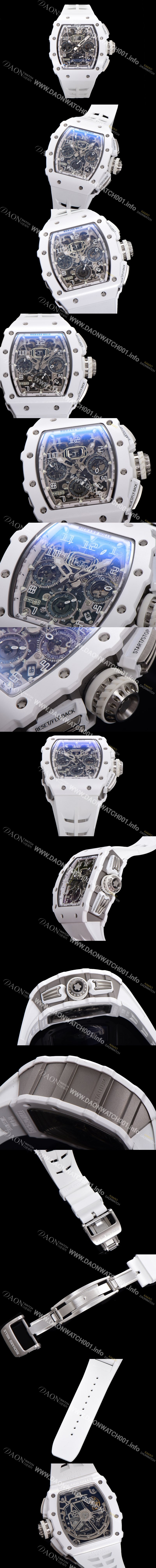 레플리카 [리차드밀레] 남성용 RM11-03 티타늄 케이스/블랙 PVD코딩 베젤 크로노그래프 50mm 오토매틱 무브먼트 스켈레톤 다이얼 ric0257