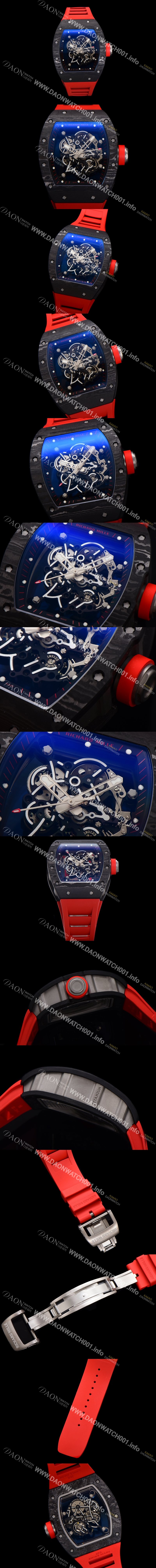 레플리카 [리차드밀레] 남성용 RM055 NTPT 카본 케이스 50mm 스켈레톤 다이얼 기계식 수동형 무브먼트 ric0261