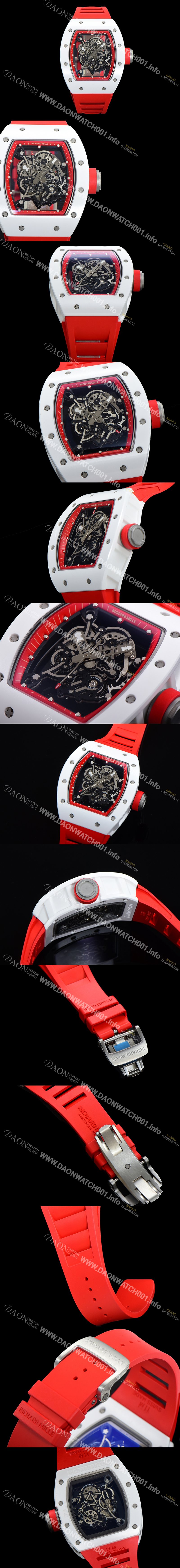 레플리카 [리차드밀레] 남성용 RM055 세라믹 제질 수동형 무브먼트 50미리 러버밴드 스켈레톤 다이얼 RIC73972