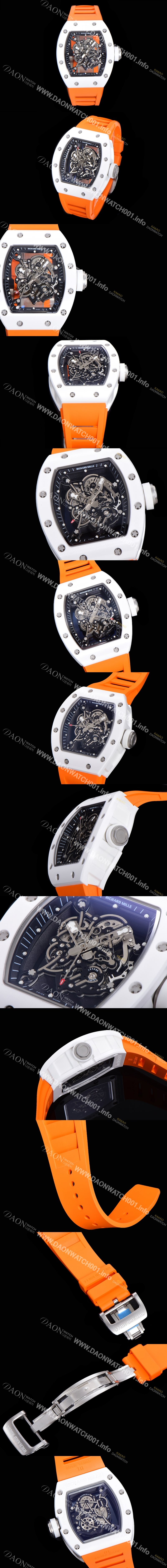 레플리카 [리차드밀레] 남성용 RM055 세라믹 제질 수동형 무브먼트 50미리 러버밴드 스켈레톤 다이얼 RIC73938