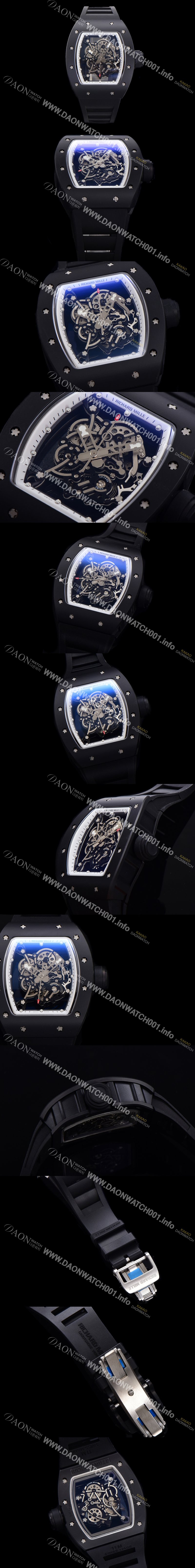 레플리카 [리차드밀레] 남성용 RM055 블랙 PVD코딩 스켈레톤 다이얼 러버 스트랩 기계식 수동형 무브먼트 RIC03619