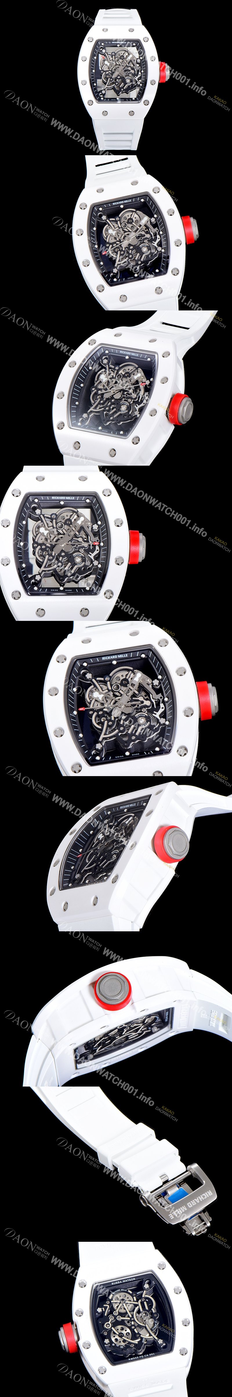 레플리카 [리차드밀레] 남성용 RM055 세라믹 제질 수동형 무브먼트 50미리 러버밴드 스켈레톤 다이얼 RIC04501